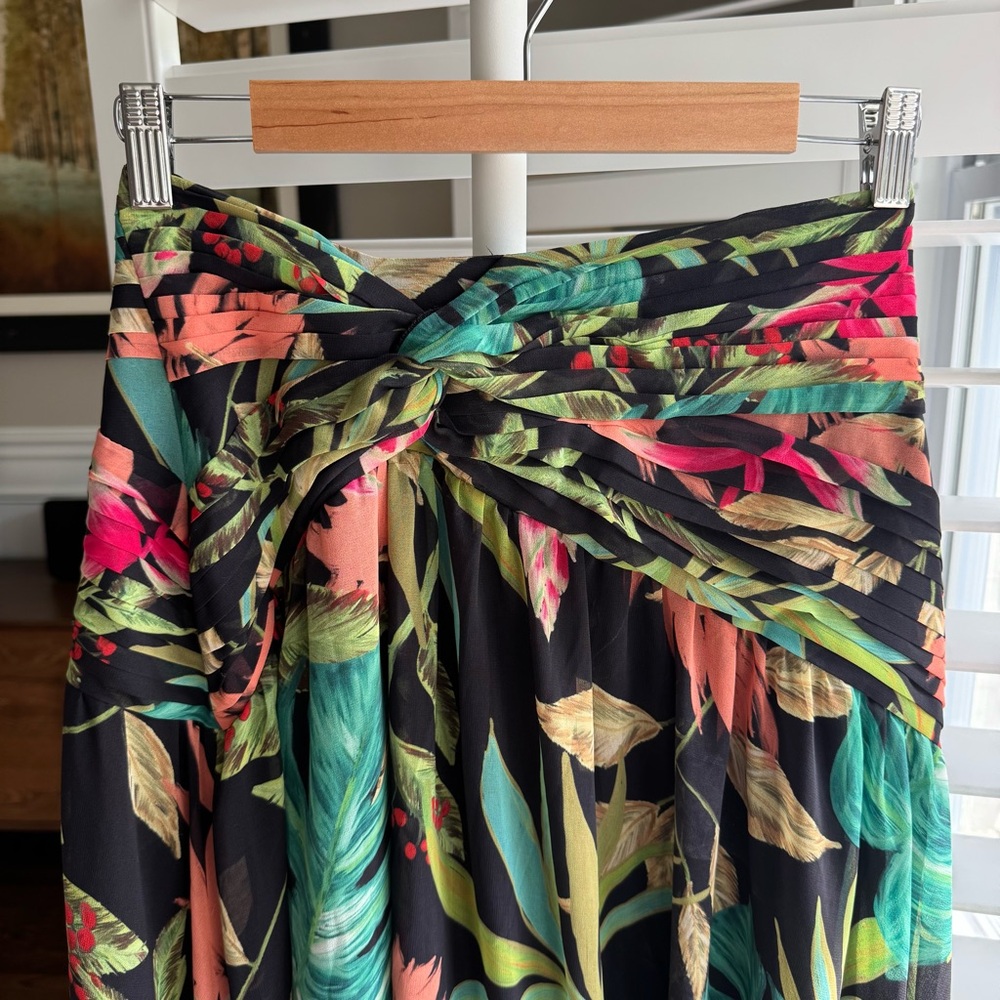 PATBO Pleated Floral-print Chiffon Maxi Skirt In Black Multi Floral - Picture 5 of 7